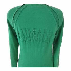 ARMANI EXCHANGE Green Sweater with Mesh Inset Zip Front Preppy Designer Bright